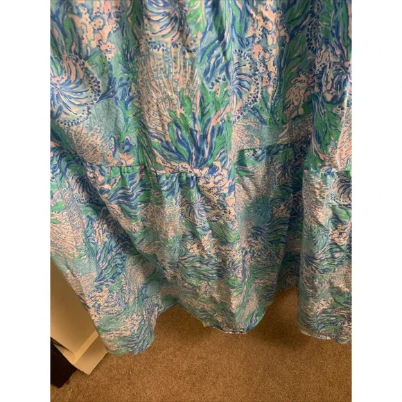 Lily Pulitzer Malone Maxi Dress Las Olas Aqua Small Vacation Resort Beach **flaw - Picture 4 of 11